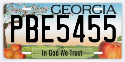 GA license plate PBE5455