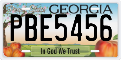 GA license plate PBE5456