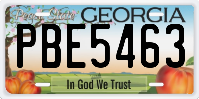 GA license plate PBE5463