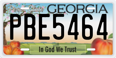 GA license plate PBE5464