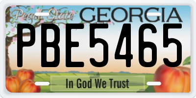 GA license plate PBE5465