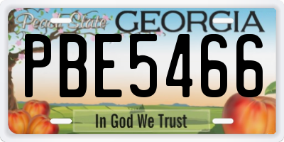 GA license plate PBE5466