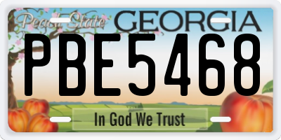 GA license plate PBE5468