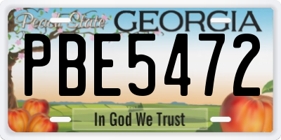 GA license plate PBE5472