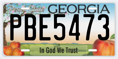 GA license plate PBE5473