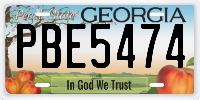GA license plate PBE5474