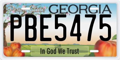 GA license plate PBE5475