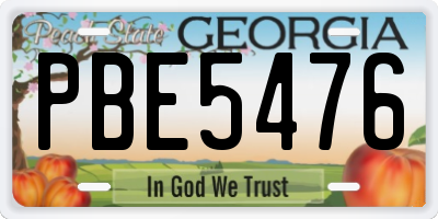 GA license plate PBE5476