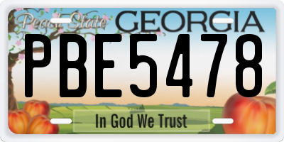 GA license plate PBE5478
