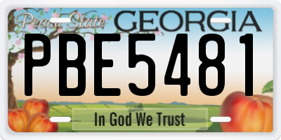 GA license plate PBE5481