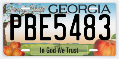 GA license plate PBE5483