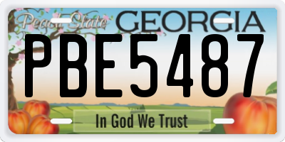 GA license plate PBE5487