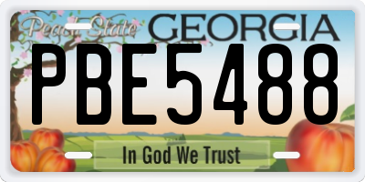 GA license plate PBE5488
