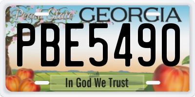 GA license plate PBE5490