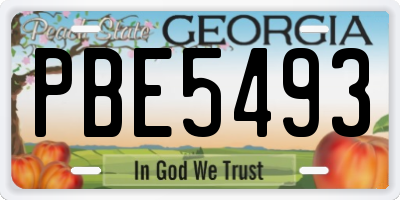 GA license plate PBE5493