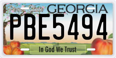 GA license plate PBE5494