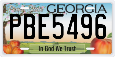 GA license plate PBE5496
