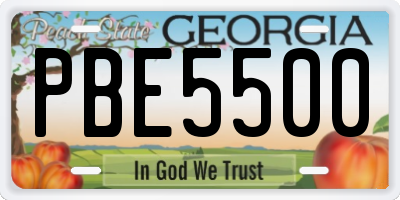 GA license plate PBE5500