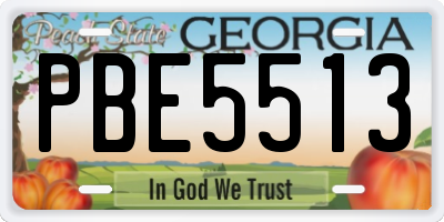 GA license plate PBE5513