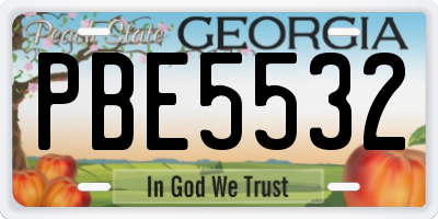 GA license plate PBE5532