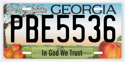 GA license plate PBE5536