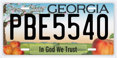 GA license plate PBE5540