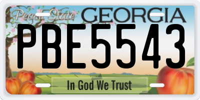 GA license plate PBE5543