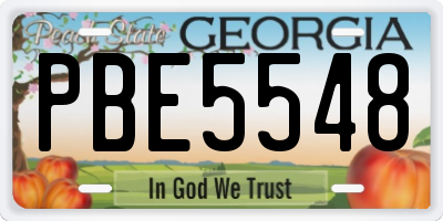 GA license plate PBE5548