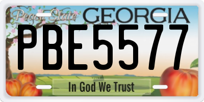 GA license plate PBE5577