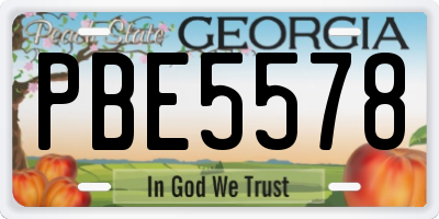 GA license plate PBE5578