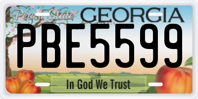 GA license plate PBE5599