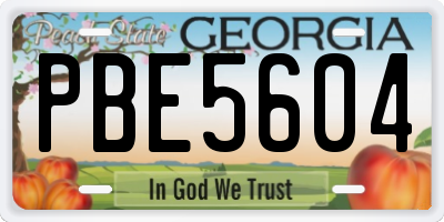 GA license plate PBE5604