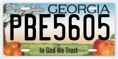 GA license plate PBE5605