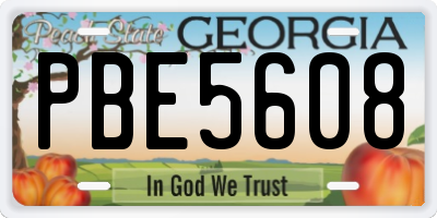 GA license plate PBE5608