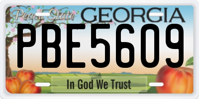 GA license plate PBE5609