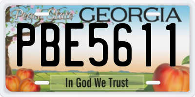 GA license plate PBE5611