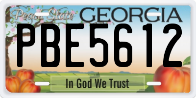 GA license plate PBE5612