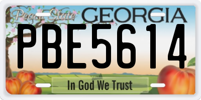 GA license plate PBE5614