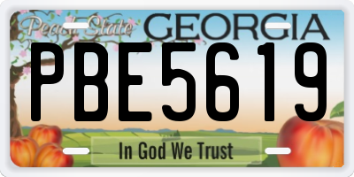 GA license plate PBE5619