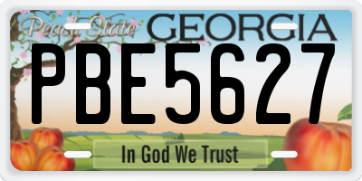 GA license plate PBE5627
