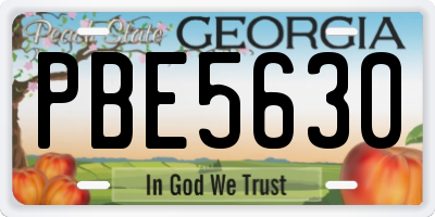 GA license plate PBE5630