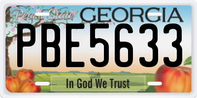 GA license plate PBE5633