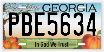 GA license plate PBE5634