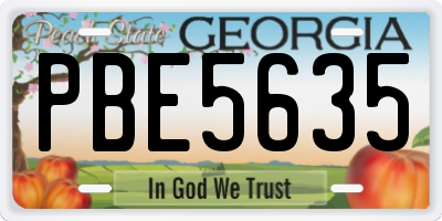 GA license plate PBE5635