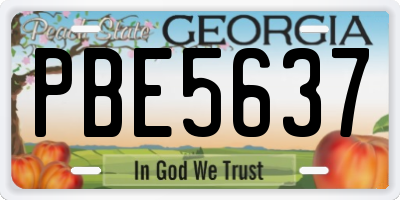 GA license plate PBE5637