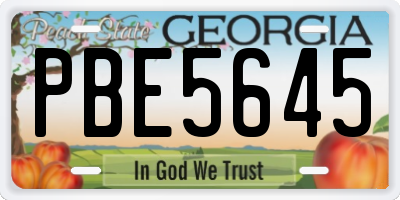 GA license plate PBE5645