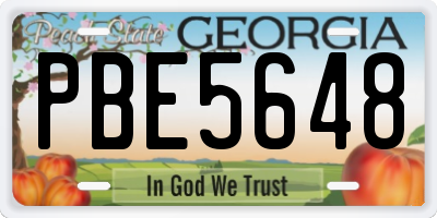 GA license plate PBE5648