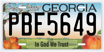 GA license plate PBE5649