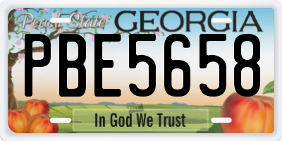 GA license plate PBE5658
