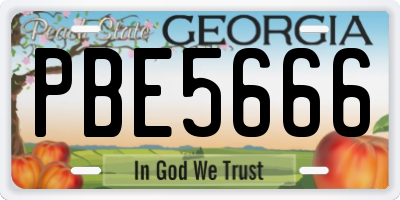 GA license plate PBE5666